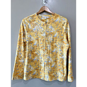 Women’s Breckenridge Zip Up leaf tropical Print embroidered Top Jacket Sz-L